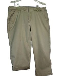 Lane Bryant Khaki Cropped  cotton pants with spandex size 14